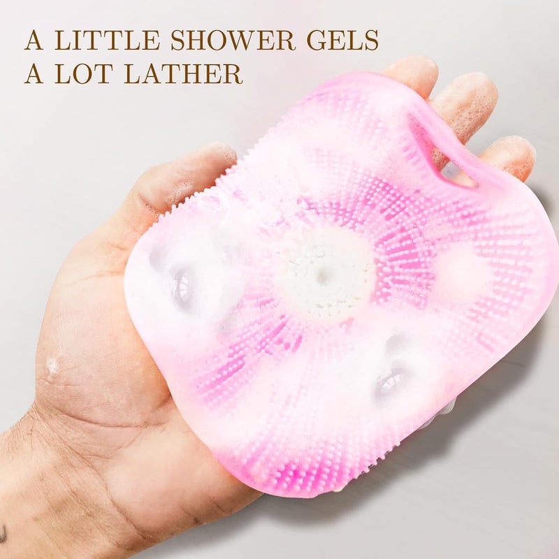 Kpyphm Zinc Infused Silicone Body Scrubber for Women, New Upgrade Deep Exfoliating Body Scrubber for Shower, Silicone Loofah Men for Sensitive Skin with Lathering Bristles and Ergonomic Non-slip Handle, Pink - Image 3